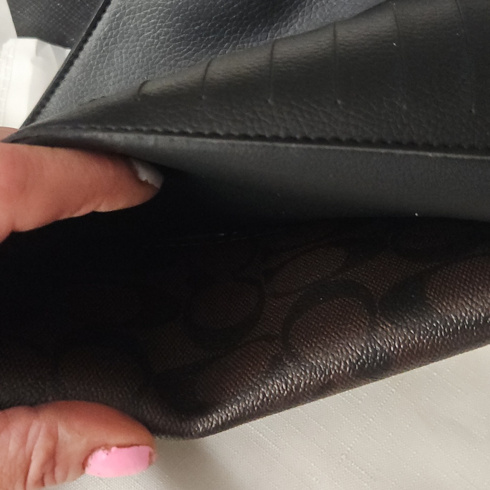 Coach Brown Signature Envelope Wallet with Gold Accent - Picture 6 of 17